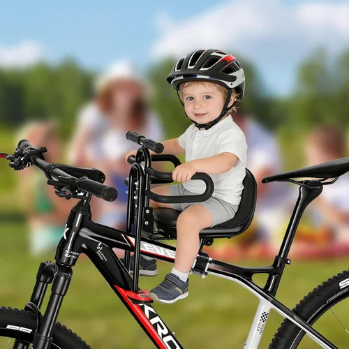 Miniatura 6 de XIEEIX Asiento de bicicleta para niños, portátil, retráctil, plegable, montado en la parte delantera, adecuado para niños de 1 a 3 años, asiento