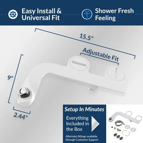 Miniatura 3 de BioBidet SlimEdge - Accesorio de inodoro de bidé simple en blanco con boquilla doble, rociador de agua dulce, no eléctrico, fácil de instalar