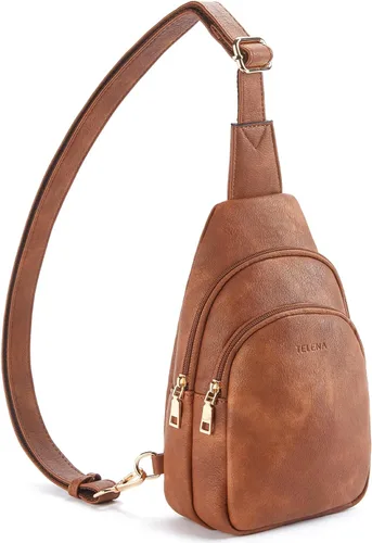 Miniatura 175 de Telena Riñonera pequeña para mujer, de cuero, cangureras, bolsa de pecho para mujer