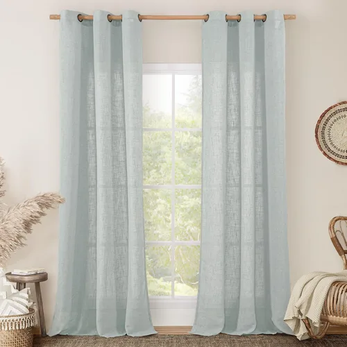 Miniatura 216 de LAMIT Cortinas de lino sintético para dormitorio, paneles filtrantes de luz, cortinas de lino con protección de privacidad con ojales para ventanas