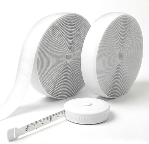 Miniatura 8 de Tiras blancas de velcro (26 pies x 0.75 pulgadas) con adhesivo, doble rollo de cinta autoadhesiva resistente con respaldo, cinta autoadhesiva