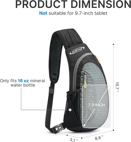 Miniatura 3 de G4Free Bolso bandolera para hombres y mujeres, mochila cruzada pequeña, bolsas de hombro ligeras para viajes, exteriores y deportes (negro y gris)