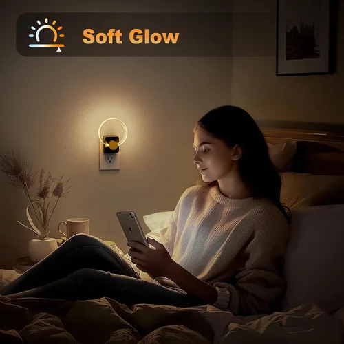 Miniatura 7 de JandCase Luz Nocturna, Luces Nocturnas Cambiantes de Color Enchufables en la Pared, Luz Nocturna RGB con Sensor de Luz, Luz Nocturna Enchufable