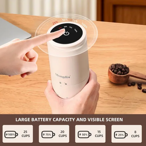 Miniatura 7 de Mongdio Molinillo de Café Eléctrico Portátil de Muelas con 38 Configuraciones, Molinillo de Café de Muelas Cónicas con Pantalla LED, Carga USB