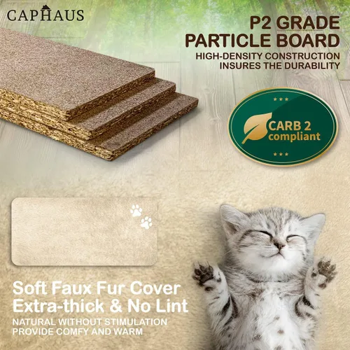 Miniatura 6 de CAPHAUS Torre de escalada alta moderna para juego en interiores para gatos grandes y gatitos, de 70 pulgadas con percha superior, casa cueva