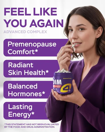 Miniatura 4 de 4Well Products Dim Supplement Complejo de 370 mg con zinc, niacinamida, bloqueador de estrógeno para mujeres y hombres, equilibrio hormonal, acné