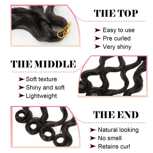 Miniatura 4 de WIPPORYA Cabello Rizado Francés para Trenzar de 24 Pulgadas, 6 Paquetes de Cabello Ondulado Suelto Elástico para Crochet Pre-Estirado 3.53
