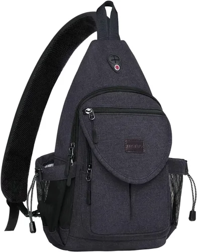 MOSISO Mochila tipo bandolera, mochila de lona para senderismo con bolsillo antirrobo Gris espacial