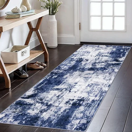 Miniatura 97 de KOZYFLY – Alfombra de pasillo moderna y lavable de diseño abstracto verde, 2 x 5 pies, antideslizante, suave y de pelo corto, ideal para cocina