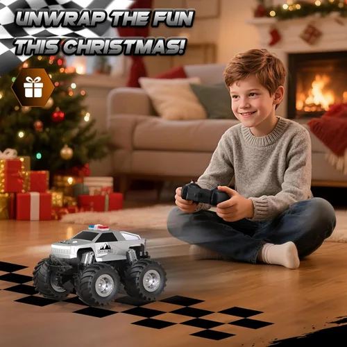 Miniatura 8 de Auto de control remoto, camión de control remoto todo terreno, autos RC con giros de 360 grados, auto de juguete estilo pickup con luz, camión RC