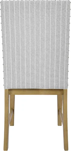Miniatura 237 de Homepop Silla de comedor con detalles festoneados, sillas de comedor Parsons tapizadas, muebles decorativos para el hogar, tejido gris claro