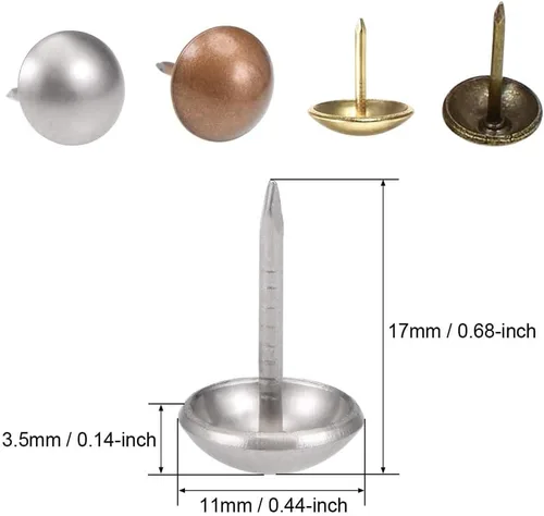 Miniatura 2 de Tachuelas de tapicería, paquete de 100, adornos decorativos de cabeza de clavo, tachuelas para muebles para sofá, silla, cama y otros muebles
