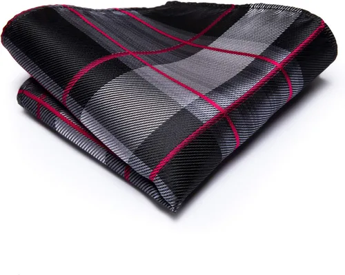 Miniatura 127 de Hi-Tie Corbata clásica de cachemira para hombre con pañuelo y gemelos a cuadros