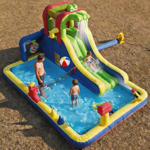 Miniatura 11 de Tobogán acuático de grado comercial de 24 pies de largo para adultos, (tobogán doble) (PVC completo resistente) (piscina de agua grande)