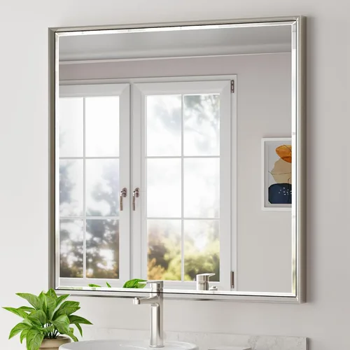 Miniatura 54 de Espejo de baño negro, espejo de baño biselado de 16 x 24 pulgadas para pared, espejo con marco negro antioxidante para decoración de baño, sala