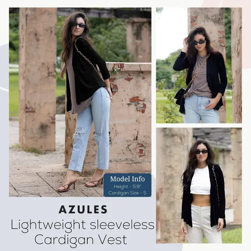 Miniatura 3 de Azules 3-Pack Women's Long Sleeve Open Front Cardigan - Lightweight Rayon Sweater, Soft Flowy Layer for Casual