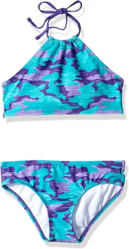 Miniatura 15 de Kanu Surf Mahina bikini halter de 2 piezas para niñas, traje de baño para playa mahina azul