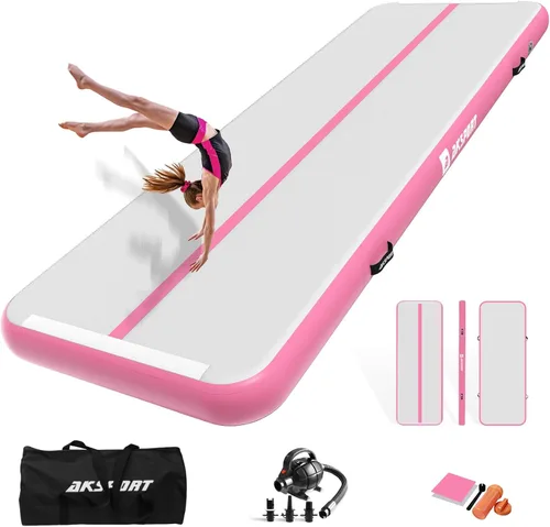 Miniatura 9 de AKSPORT Colchoneta inflable de gimnasia de 10 pies, 13 pies, 16 pies, 20 pies, 23 pies, con bomba de aire, para uso doméstico, entrenamiento