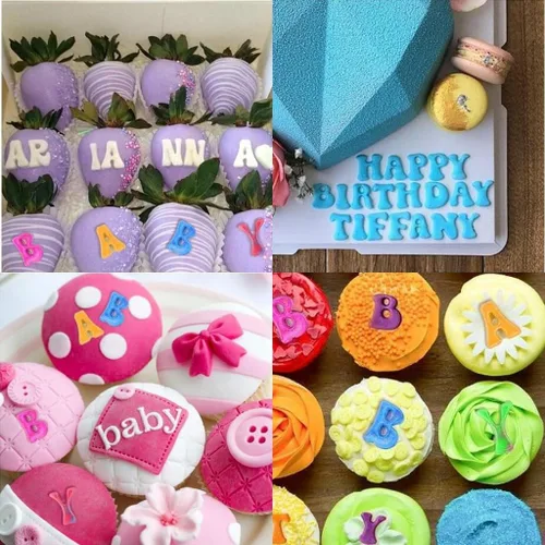 Miniatura 7 de 4 piezas Moldes de Letras para Fresas Cubiertas de Chocolate, Molde de Silicona de Alfabeto Números Mayúsculas Minúsculas Fondant para Hacer Dulces