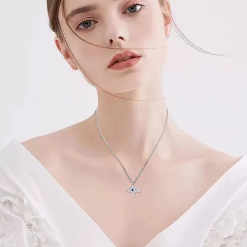 Miniatura 2 de PROESS Regalos de Navidad, collar con dije de amuleto de plata de ley con dije de mal de ojo, estrella de David, collar con dije de amuleto