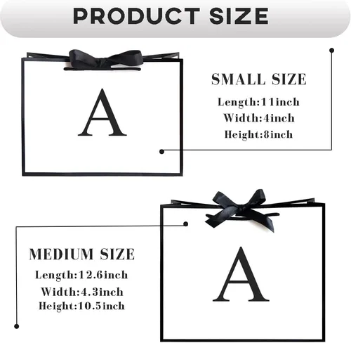 Miniatura 2 de QLSKO Bolsa de regalo inicial con cinta de lazo, bolsa de papel horizontal personalizada con monograma, regalos de cumpleaños para mujeres y hombres