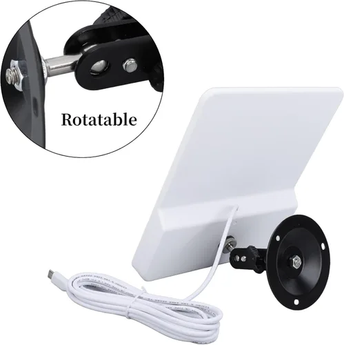 Miniatura 3 de AUNMAS Panel solar monocristalino de 20 W para cámara de seguridad al aire libre, 5 V, impermeable, ajustable, montaje en pared con cable de 9.8 pies