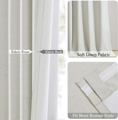 Miniatura 4 de UHITECH Cortinas opacas de 35 pulgadas de largo para sala de estar, 2 paneles, cortina opaca corta para cocina para ventanas pequeñas, cortinas