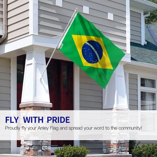 Miniatura 2 de Anley Paquete de 2 banderas de Brasil Fly Breeze de 3 x 5 pies, color vivo y a prueba de decoloración, cabecera de lona y doble costura, banderas