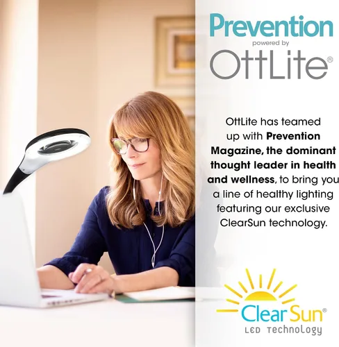 Miniatura 6 de OttLite Lámpara de escritorio LED con lupa ajustable, serie de prevención - Diseñada para reducir la fatiga ocular - Cuello flexible ajustable, 4