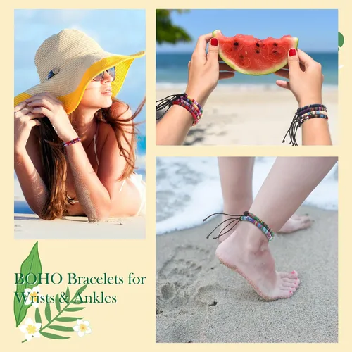 Miniatura 4 de Zalmoxe Woven Friendship Bracelets Braided Bracelets Bulk Adjustable Handmade Woven String Colorful Wrap Bracelets Pack for Women Teens