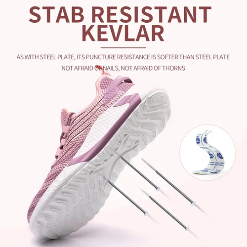 Miniatura 3 de MAIZUN Zapatos con punta de acero para mujer, ligeros, zapatos de trabajo de seguridad, indestructibles, antideslizantes, zapatos de punta compuesta