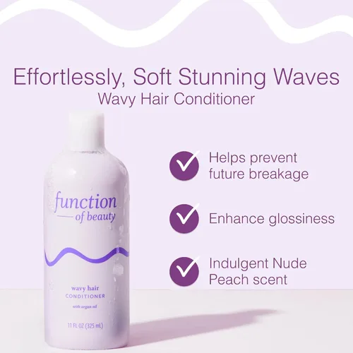 Miniatura 2 de Function of Beauty Acondicionador para cabello ondulado, sin sulfatos para una textura ondulada natural, ligero, antiencrespamiento, fortalecimiento