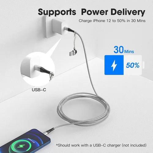 Miniatura 3 de Apple - Paquete de 2 cables de carga rápida USB tipo C a Lightning para iPhone 14/13, certificado MFI, cable de carga de 6 pies de largo para iPhone