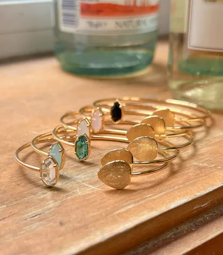 Miniatura 4 de OZEL - Pulseras para mujer, chapados en oro real de 18 quilates, pulseras de oro de cristal colorido para regalos