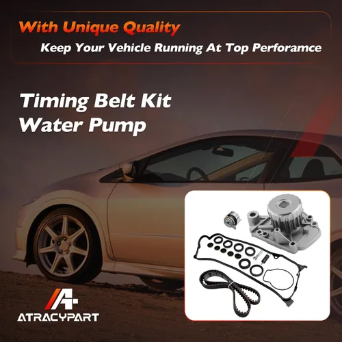 Miniatura 7 de Kit de correa de distribución del motor con bomba de agua Compatible con Honda Civic HX EX LX GX DX 1.7L L4 SOHC 16V 2001-2005 Reemplaza #