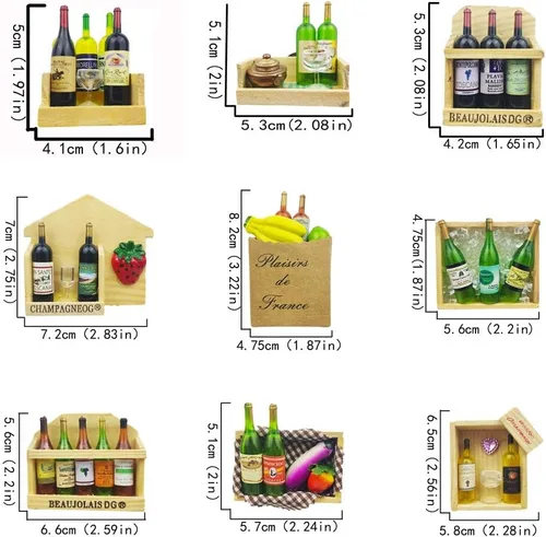 Miniatura 4 de 10 unids/set creativo estereoscópico botella de vino serie nevera imán nevera etiqueta magnética Home Deco imán accesorios de cocina (madera)