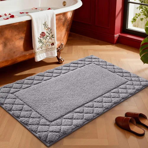 Miniatura 8 de LUMI Tapetes de baño, ultra suaves y absorbentes, para ducha, antideslizantes, lavables, con respaldo de goma, tapete de felpa de microfibra