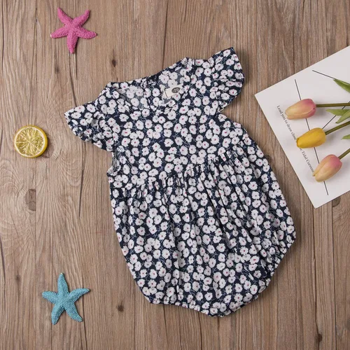 Miniatura 7 de Ropa de verano para bebé niña, sin mangas, de algodón y lino, con diadema, Azul real Uno