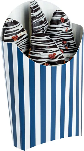 Miniatura 10 de Restaurantware Bio Tek - Taza de papas fritas desechables de 4.7 x 3.5 x 5.1 pulgadas, 100 vasos desechables para refrigerios, papel azul y blanco