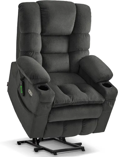 Miniatura 21 de MCombo Sillón Reclinable Grande con Triple Motor de Elevación Eléctrica con Masaje y Calefacción Doble, Reposacabezas Ajustable para Personas Café