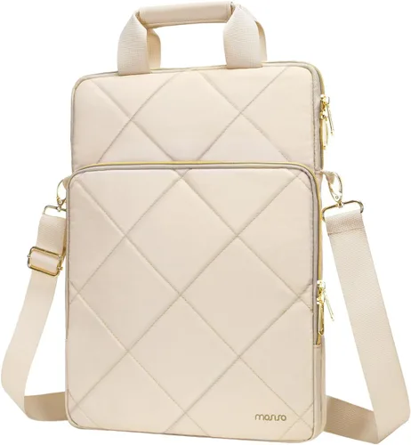 Miniatura 9 de MOSISO Vertical Laptop Bag,Computer Bags,Rhombus Quilted Laptop Shoulder Bag with Trolley Sleeve&Pocket&Handle