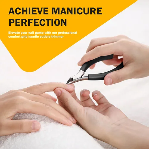 Miniatura 2 de BEZOX Cortacutículas para uñas dignas de salón de belleza, recortadora profesional de media mandíbula (0.197 in) con mango de silicona