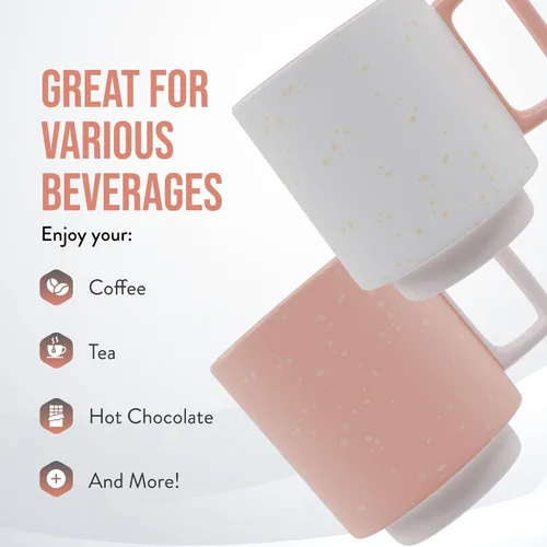 Miniatura 3 de American Atelier Tazas de café apilables de 14 onzas, juego de 2 tazas de cerámica de 5 pulgadas con asas, vasos que ahorran espacio para café, té