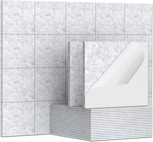 Miniatura 10 de TroyStudio 20 Paneles Acústicos, 12 x 12 x 0.32 Pulgadas Azulejos de Revestimiento de Pared de Fieltro de Poliéster Paneles Absorbentes de Sonido