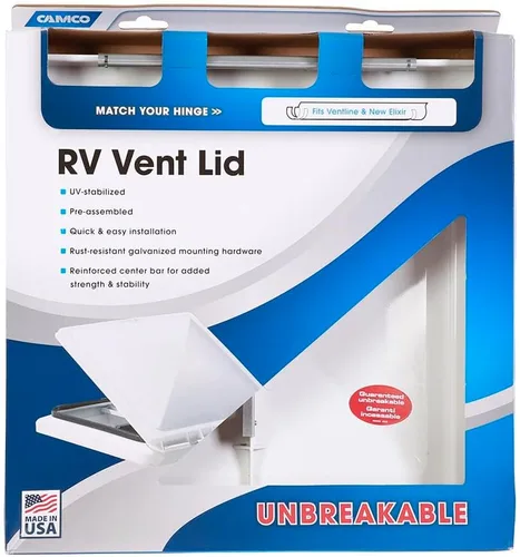 Miniatura 2 de Tapa de ventilación de policarbonato blanco irrompible de Camco 40160/40167 (pre 1994), Ventline (modelos anteriores al 2008) / Elixir