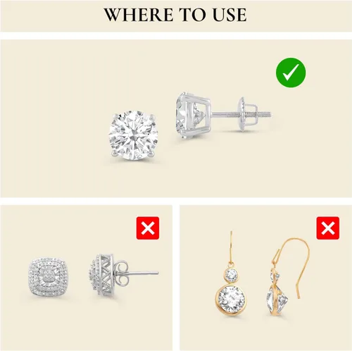 Miniatura 8 de Everyday Elegance Pendientes sólidos de oro blanco de 14 quilates con dos piezas de repuesto para parte trasera de arete Tornillo roscado para par