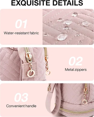 Miniatura 6 de BAGSMART - Bolsa de maquillaje de viaje, bolsa de cosméticos, estuche organizador de maquillaje, grande, de apertura amplia para mujeres, bolso