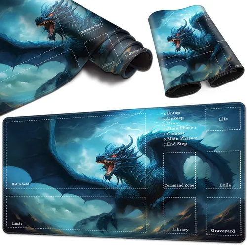 Tapete de juego para MTG Playmat con zonas, 24 x 14 pulgadas, tapete de juego TCG ideal para MTG Playmat Game Trading Board, impresión original