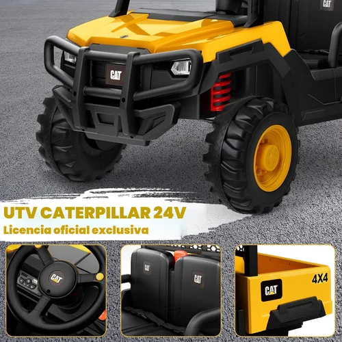Miniatura 2 de ANPABO Camión volcador Caterpillar con licencia, juguete de 24V con control remoto para padres, 4WD motores potentes, hasta 5 mph, amortiguadores
