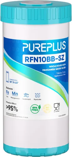 Miniatura 11 de PUREPLUS Combo de filtro de agua para toda la casa de 5 micrones, de 4.5 x 10 pulgadas, con sedimentos y filtro de bloque de carbón activado